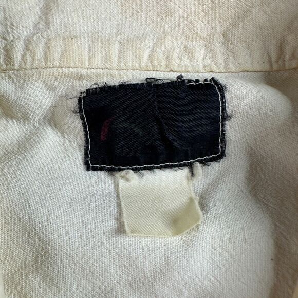 VINTAGE Guayabera Mens Extra Large Ivory Cream Embroidered Cuban Button Up * - Picture 4 of 14